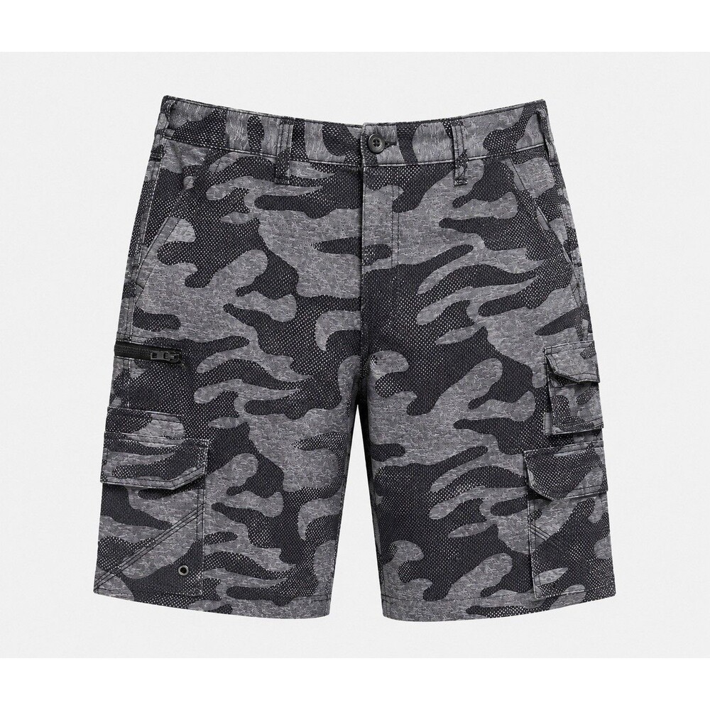 Iron Co. Cargo Shorts Men's 36 Gray Black Camo Print